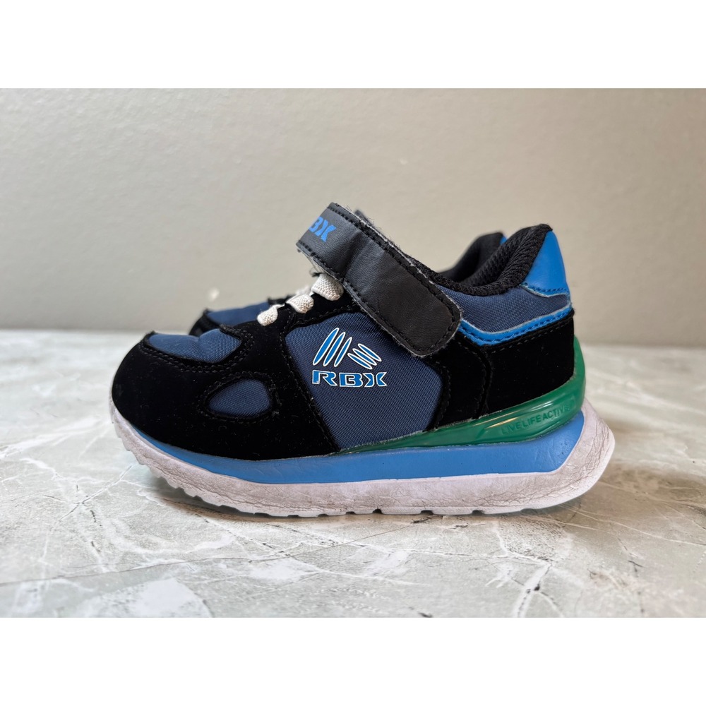 RBX Toddler Kids Sneakers Black Blue White Lace Up Athletic Shoes Size 7 - Picture 4 of 7